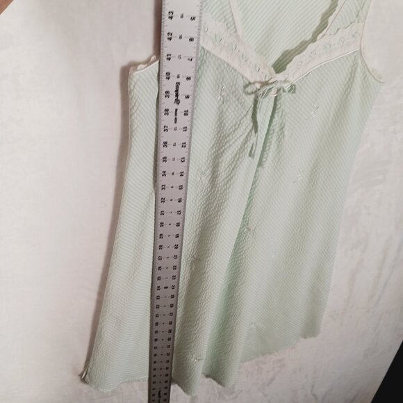 Miss Elaine, Small Sleeveless short Nightgown, Mint Green/White W/ Embroidery... - Picture 12 of 13